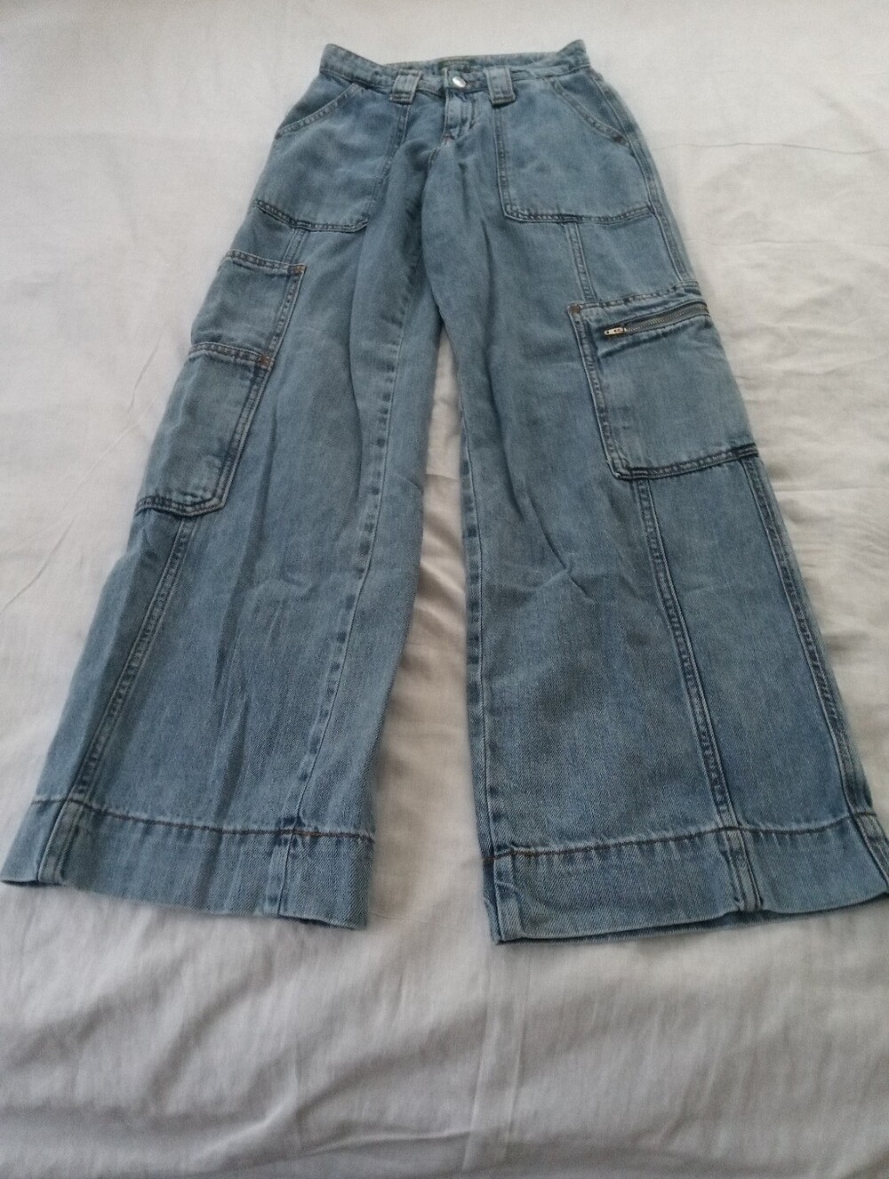 Wild Fable Relaxed Wide-Leg Cargo Jeans - Light Blue